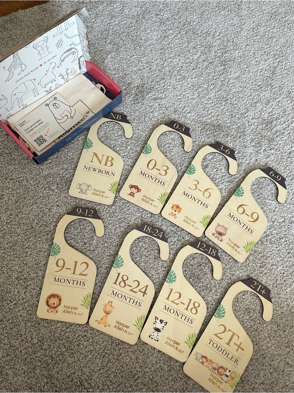 Wooden baby hangers / closet organizers